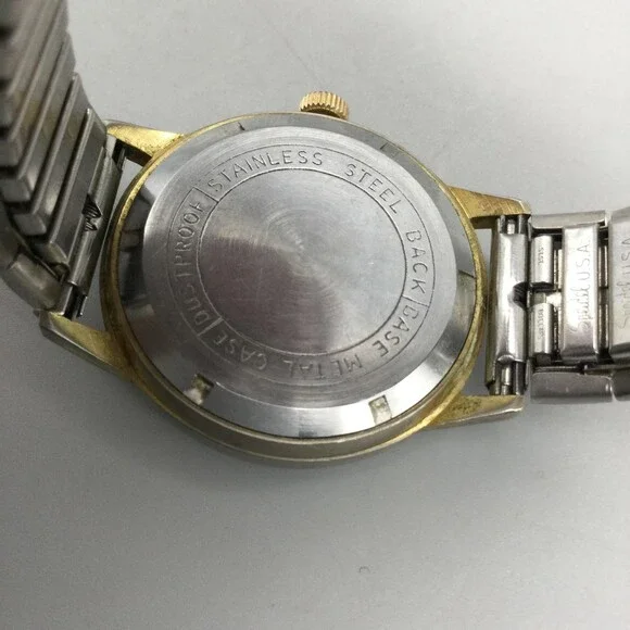 Vintage Dominion Mens Watch 34mm Silver Dial Manual 17 Jewels Two Tone Bracelet - Picture 10 of 14